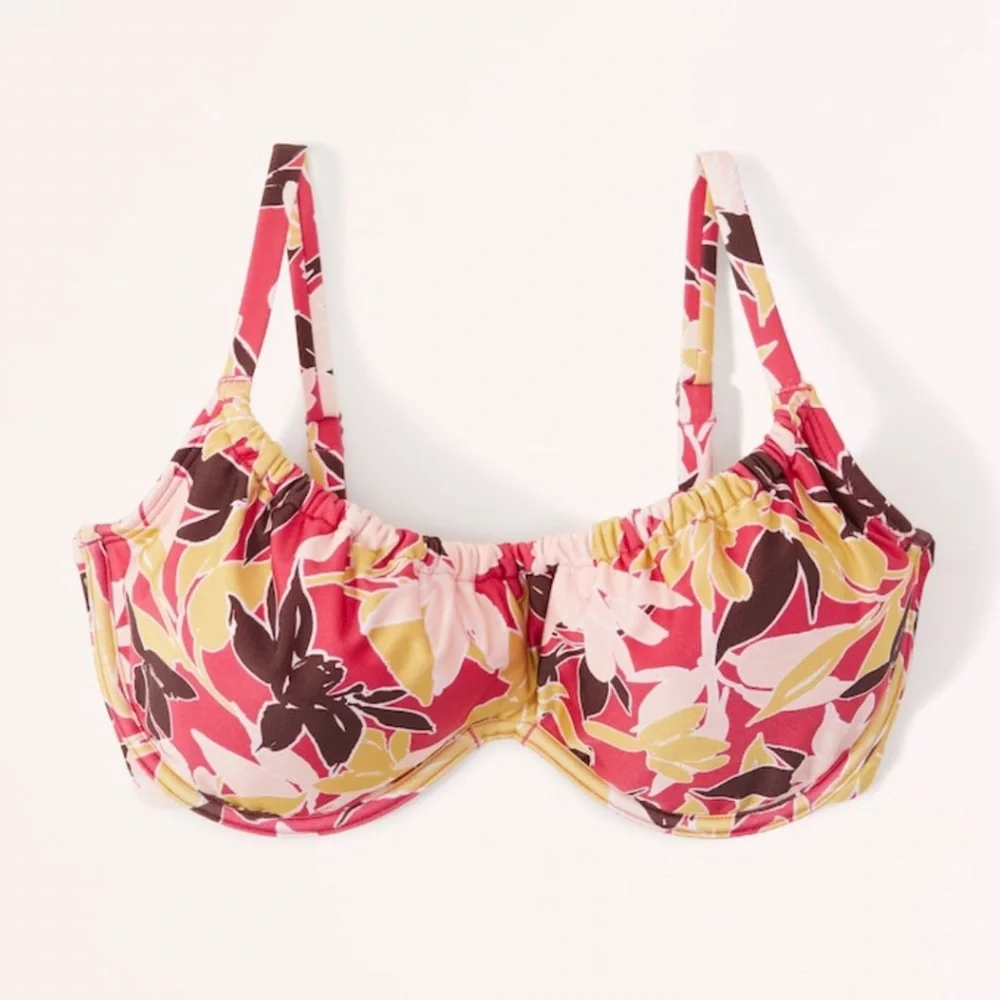 Floral Underwire Bikini Set in Pink and Yellow